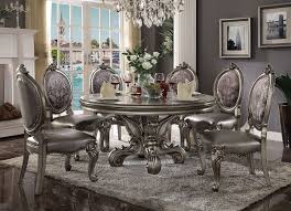Ktaxon 5 piece round dining table set, modern kitchen table and chairs for 4 person clear tempered glass top. Versailles Round Dining Room Set Antique Platinum By Acme Furniture Furniturepick