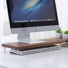 Walnut Wooden Monitor Stand Laptop Stand With Brass Details With 4 Usb Ports Beech Wood Computer Stand Wooden Laptop Stand Laptop Stand Monitor Stand