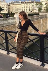 Nike Tops Niketops Plaid Pants Outfit Black Top Nike Shoes Plaid Scarfs Indian Designers Skiing Outdoors Wint In 2020 Plaid Pants Outfit Tshirt Outfits Edgy Outfits