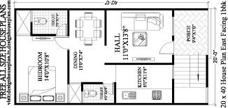 Autocad drawing file shows 40'x50' 2bhk awesome south facing house plan as per vastu shastra. 20 X 40 House Plans East Facing With Vastu 20x40 Plan Design House Plan