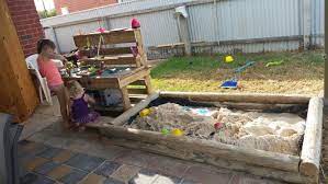 Mud Kitchen Outdoor Kitchen Sandpit Playspace Pallet Upcycle Log Upcycle My Kids Playspace Area In Our Backyard Co Mud Kitchen Outdoor Playground Outdoor Kids