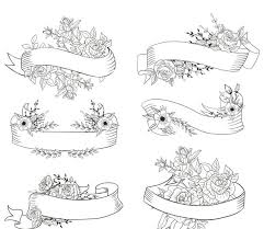 Mawar, tulip, matahari, sakura, anggrek, melati, sepatu dll. Template Pita Dekoratif Sketsa Handdrawn Bunga Hitam Putih Ai Eps Uidownload