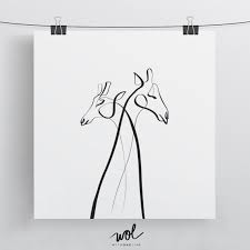 Giraffe Art Print Wall Art Minimal Giraffe Giraffe Gift Etsy Giraffe Art Giraffe Drawing One Line Animals