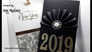 Cardmaking Video Tutorial New Year Fan Card Black And White With Metallic Golds New Year Cards Handmade Diy Christmas Card Inspiration Card Making Paper