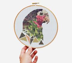 cross stitch pattern polygonal parrot nakis
