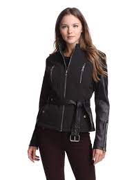 Buffalo David Bitton Women S Jacket With Faux Leather Black Black Zip Up Jacket With Faux Leather Sle Couture Outfits Clothes For Women Fashion Clothes Women