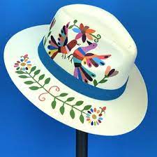 Beautifully Hand Painted Panama Hat By Otomi Artisans In Hidalgo Mexico With Intricately Painting Unique Sha Painted Hats Hand Painted Hats Hand Painted Hat