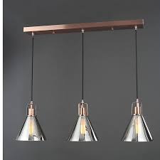 Dafyd Antique Copper Smoke 3 Lamp Flush Ceiling Light Diy At B Q Ceiling Lights Ceiling Lights Diy Glass Kitchen Lights