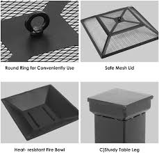 Cook all the campfire food the heart desires with this square fire pit cooking grill. Buy Pirecart 32 Fire Pit With Grill Wood Burning Firepit Table Outside Square Bonfire Pit Bowl Backyard Bbq Patio Fireplace W Grill Grate Spark Screen Waterproof Cover Fire Poker For Camping Online