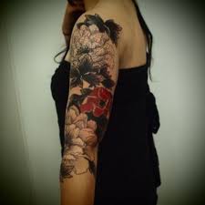 Black And Red Arm Sleeve Tattoos Guy Le Tatooer Floral Tattoo Shoulder Picture Tattoos Floral Tattoo