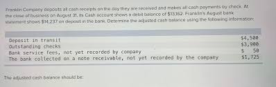 Where can i cash a business check. Answered Franklin Company Deposits All Cash Bartleby