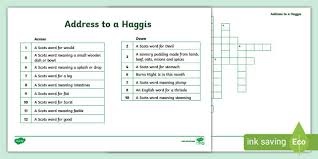Address To A Haggis By Robert Burns Crossword Teacher Made