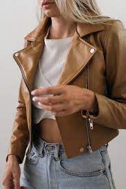 The Lexi Biker Leather Jacket Tan Leather Jackets Bomber Outfit