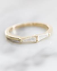 Near And Dear The Petite Tapered Baguette Stacker Two Tapered Baguettes Bar Set To Mirror Wedding Rings Unique Baguette Wedding Band Diamond Wedding Bands