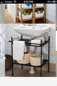 Pin By Cassandra Hunter On Bathroom Sink Shelf Sink Storage Small Bathroom Storage
