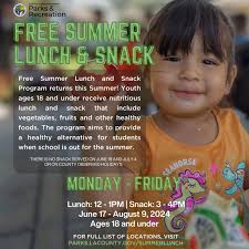 Free Summer Lunch and Snack Program
