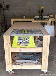 Mobile Workbench With Table Saw Bitterroot Diy Mobile Workbench Diy Table Saw Portable Table Saw