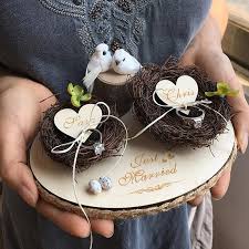 Handmade Personalized Wedding Ceremony Decoration Rustic Ring Pillow Wedding Ring Pillow Diy Engagement Decorations Wedding Ceremony Decorations