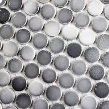 Gray Penny Round Tile Light Grey Gradient Dark Gray Mosaics Small Penny Round Tiles Tile Backsplash Bathroom Penny Tile