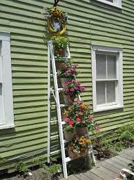 Grandpa S Old Wood Ladder Planter Garden Ladder Wooden Garden Old Wood Ladder