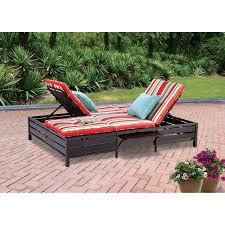 Mainstays Outdoor Double Chaise Lounge Bench Multi Color Stripes Seats 2 Walmart Com Double Chaise Lounge Outdoor Patio Loungers Chaise Lounger