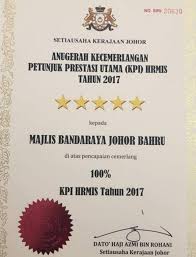 Seperti yang sudah dijelaskan kpi dibentuk untuk membantu sebuah perusahaan memastikan seberapa jauh. Tahniah Mbjb Di Atas Penganugerahan Sijil Anugerah Kecemerlangan Petunjuk Prestasi Utama Kpi Hrmis Bagi Tahun 2017 Dengan Memperolehi 5 Bintang Di Atas Pencapaian Cemerlang 100 Portal Rasmi Majlis Bandaraya Johor Bahru Mbjb