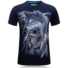 Mens Wolf 3d Animal Skull Printing Plus Size Tees Summer Personality Short Sleeve T Shirt Erkek Tisort Tisort Baski