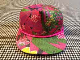 1980 S Zip Back Nissin Cap In Pink And Green Asian Etsy Pink And Green Pink Tropical Print