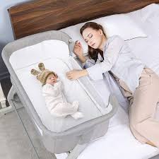 Lazybuddy Lazy Buddy Baby Bassinet Bedside Sleeper Adjustable Height Portable Baby Bedside Crib With Carry Bag Mattress Brake Wheels Breathable Mesh 0 6 Months Walmart Com