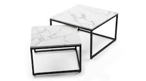 40cm haut x 40 cm large x 90 cm long. Lot De 2 Tables Gigogne Carrees Style Art Deco Avec Un Plateau Effet Marbre Blan Mobilier Moss
