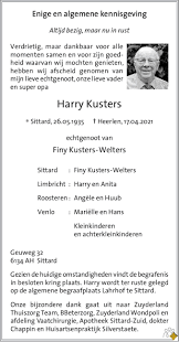 Der bereich „wirtschaft wird gemeinsam vom land und. Harry Kusters 17 04 2021 Overlijdensbericht En Condoleances Mensenlinq Nl