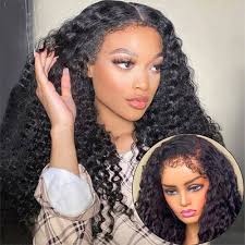 Amazon.com : Uioxvn 13x4 Lace Front Wigs Human Hair Pre Plucked 4C Kinky  Curly Edges Baby Hair HD Transparent Glueless Deep Curly Lace Front Wigs  Human Hair for Black Women Glueless Wigs
