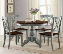 Round art deco table with 4 red leather chairs newer production with signs of wear around the table. Farmhouse Dining Table Set Rustic Round Dining Room 5 Piece Kitchen Chairs Green For Sale Online