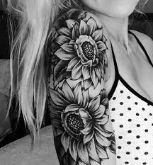 Black And White Vintage Style Flower Sleeve Tattoo Best Shoulder Tattoos For Men And Women Shoulder Tattoo Ideas Cool Shoulder Tattoos Shoulder Tattoos For Women Tattoos