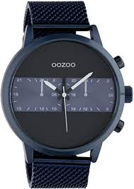 Schwarz matt / glänzend verschluss: Oozoo Herrenuhr Chrono Look Mit Milanaiseband 50 Mm Blau Schwarz C10511 Amazon De Uhren