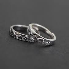 Continuous Green Hills S925 Sterling Silver Lovers Adjustable Couple Rings Mens Gold Jewelry Couple Wedding Rings Gold And Silver Rings