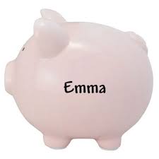 Princess castle personalized piggy bank. Personalized Pink Ceramic Piggy Bank