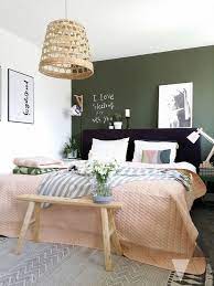 Wandfarbe Grun Und Rosa Details Schlafzimmer Inspiration Wohnung Zimmer