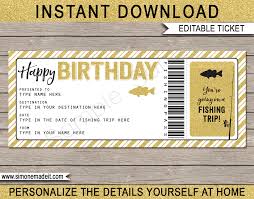 Let recipients choose their destination when you give the gift of . Birthday Fishing Trip Ticket Gift Voucher Printable Certificate Template