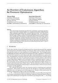 PDF) An Overview of Evolutionary Algorithms for Parameter Optimization