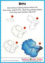 Teach Your Kid To Draw And Paint Betta A Fish Known For Their Large Colorful Fins With Simple Drawing Tips Beta Fish Drawing Animal Drawings Fish Drawings