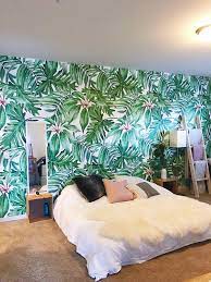 Banana Leaves Are A Great Thing To Sleep Under Peel Stick Wallpaper With This Green Motive Wallpaper Walls Bedroom Trees Wallpaper Bedroom Wallpaper Bedroom