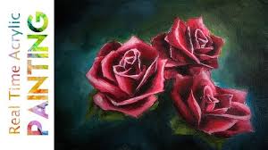 How To Paint Realistic Roses Youtube Rose Painting Realistic Rose Flower Drawing