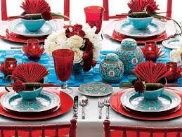 Red And Turquoise Table Setting Dinner Party Summer Blue Table Settings Table Settings