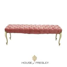 Antique Vintage Pink Tufted Boudoir Vanity Bench Shabby Chic Furniture French Style Louis Xv Bedroom Bench House Of Presley Luis Xv