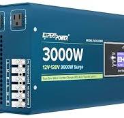ExpertPower 3000W Pure Sine Wave Inverter Charger | Peak 9000W | DC 12V -  AC 110V | LifePO4/ Lithium Battery Compatible | Auto Transfer Switch | LCD  ...