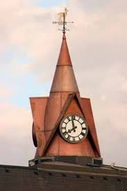 Copper Clock Tower And Weather Vane Pendule Horloge Horloges Horloge