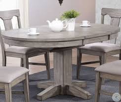 Round dining table, free shipping, pallet bar table, reclaimed wood round bar round rustic farmhouse table with chairs, single pedestal style base, gray white wash top with. Graystone Burnished Gray Round Dining Table From Eci Furniture Coleman Furniture