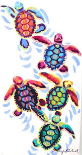 Multicolored Turtles Original Animal Art Turtle Painting Turtle Art