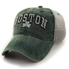 Boston Shamrock Arch Cobblestone Trucker Hat Dark Green Gray Green Hats Trucker Hat Boston Celtics